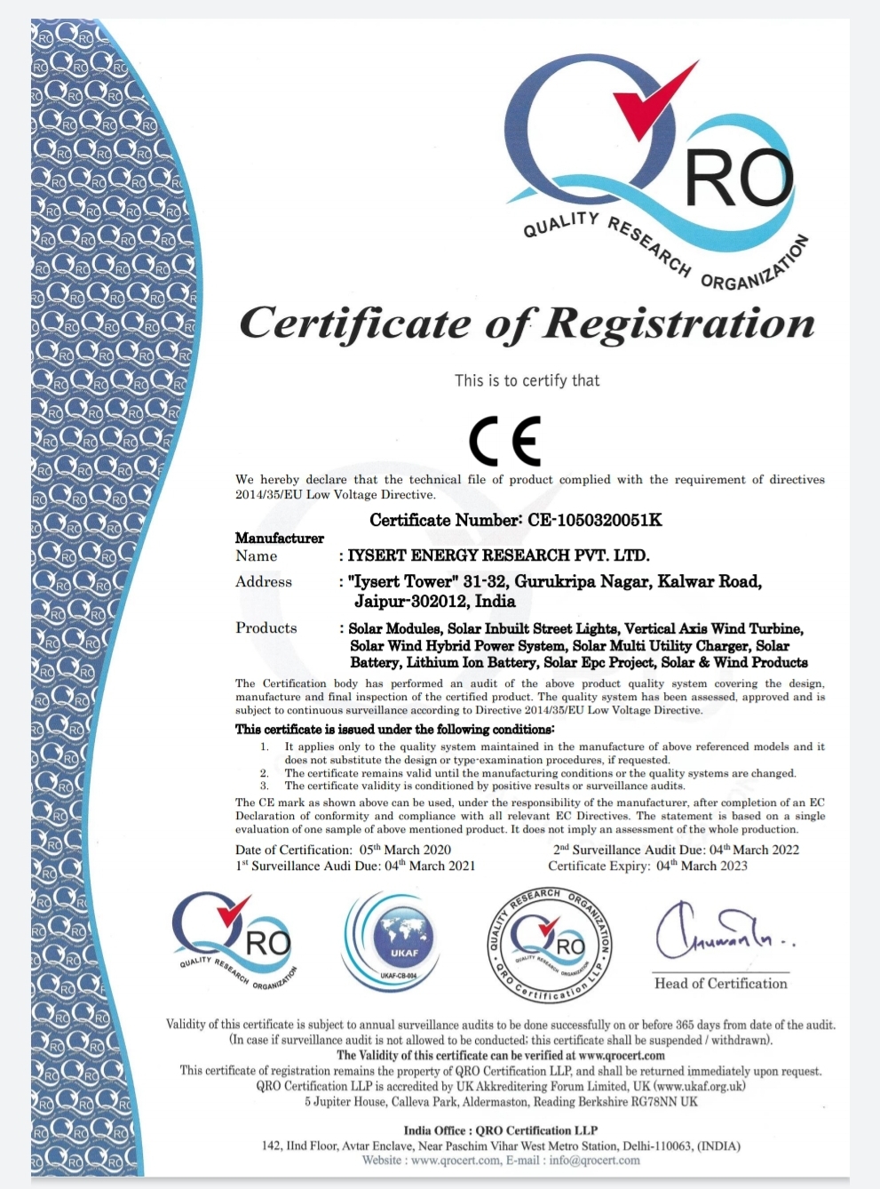 iysert energy certificates